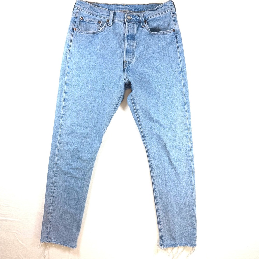 Levis 501 Skinny Jeans Light Wash Raw Hem Button Fly Denim W29 29502-0129